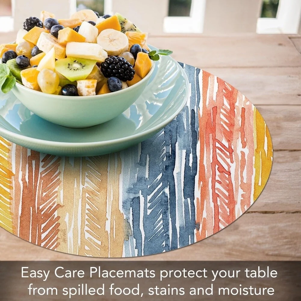 Pattern Flair 4 Pack Round Reversible Easy Care Flexible Plastic Placemats